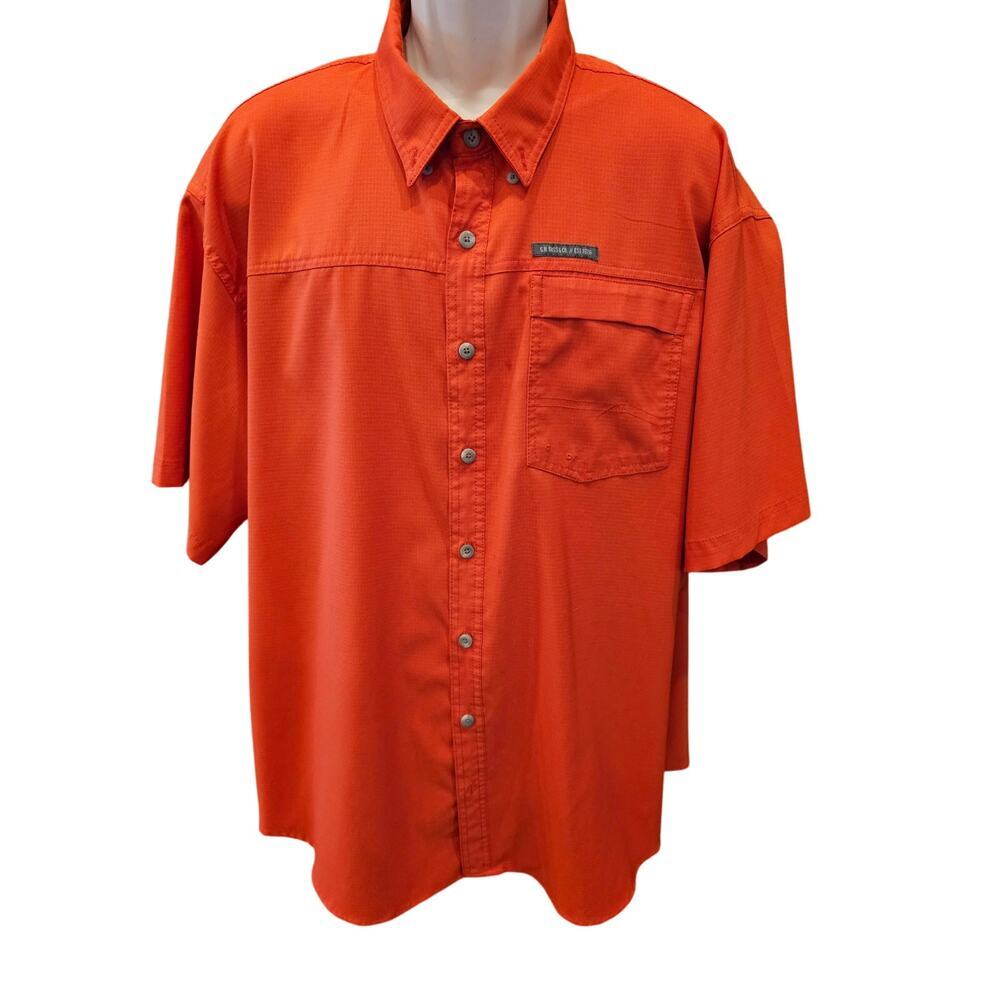 G.H. bass size 2XL orange vented fishing hunting shirt high visibility EUC ^